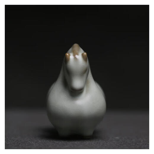 Antis Official Quality Ru Kiln Little Tang Horse Tea Pet Azure Split Tea Play Small Ornament Paperweight Pen Holder Ceramic Tea Set Ru Kiln - Little Tang Horse Pair + Gift Box