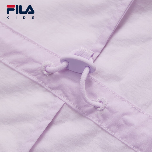 FILA Children's Sun Protection Clothing 2025 Autumn New Loose Hooded Woven Jacket for Girls, Middle and Large Children Cloud Mushroom White-WT 160