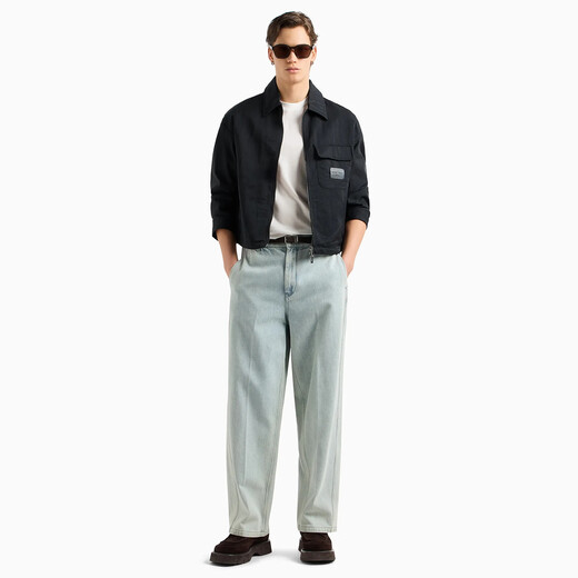 ARMANI/阿玛尼 EA 男士鹰标丝光棉宽松短袖T恤 EM001035 AF13747 卡其 偏大一码 U1098 M