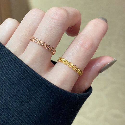 Ally Jewelry 18k gold platinum gold rose gold hollow copper coins to make money soon ladies pair ring tail ring 18K rose gold 15# 1.23g