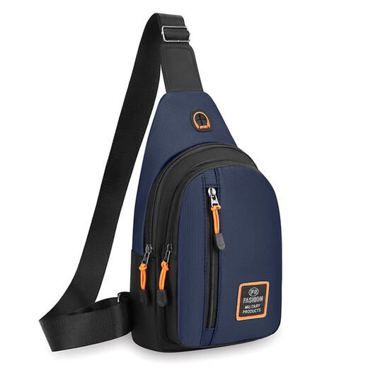 Chest bag men's crossbody bag outdoor travel sports bag fitness running Oxford cloth waterproof chest shoulder bag black