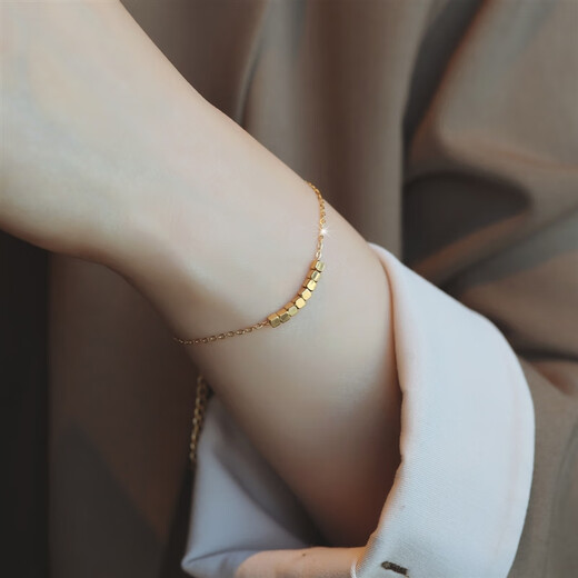 Shien-plated 18k gold-plated broken gold bracelet for women, high-end and exquisite, small sugar cube bracelets for money from all directions, broken gold bracelet 16+5cm