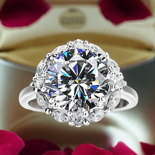 Fat Donglai's same style Henan diamond ring, the hometown of diamonds, Henan diamond Shangqiu diamond Henan man-made diamond super 11M main diamond ring 3 carats opening adjustable