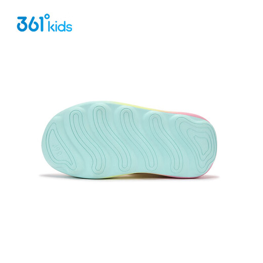 361 Shopping mall same style children's shoes, girls' casual beach sandals, summer new middle and large children's shoes, feather white/light translucent green/sandwich yellow 34