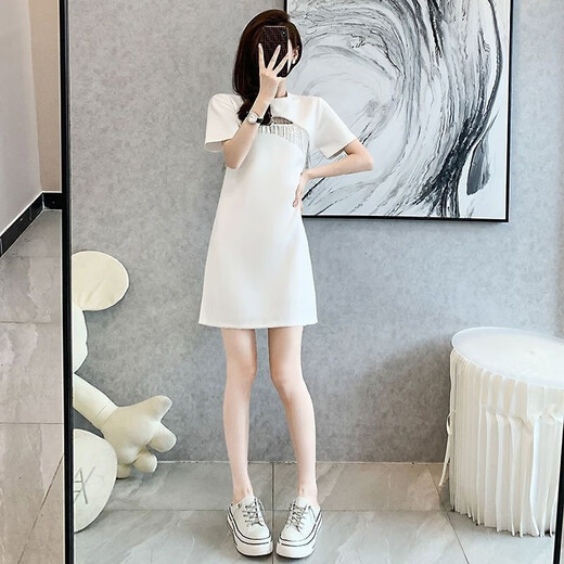 Xianxiu 2025 dress hollow bead chain tassel waist-closing to make you look slim. Black tassels 1047 M 90-105Jin [Jin equals 0.5 kg] Select