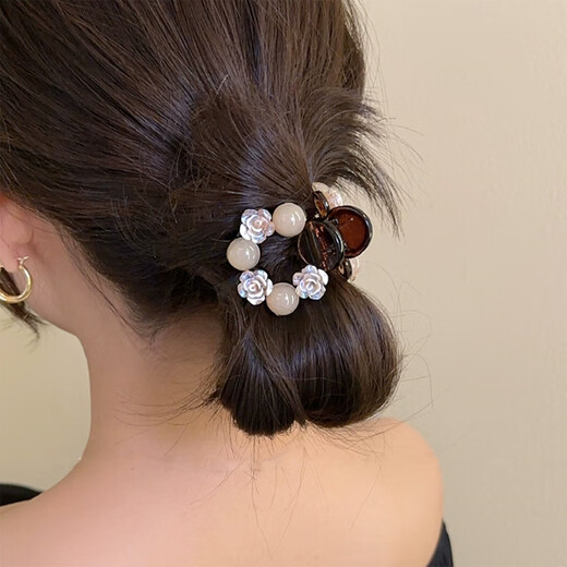 Wanyao's high-end half-tied hair for women with high ponytail grabber fixation artifact 2025 new back of the head hairpin small clip hair accessories camellia grabber 4cm