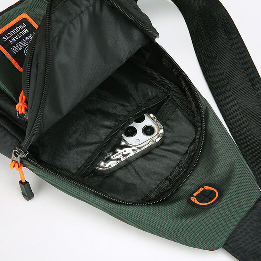 Chest bag men's crossbody bag outdoor travel sports bag fitness running Oxford cloth waterproof chest shoulder bag black
