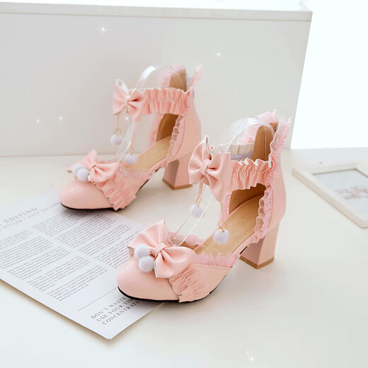 Fenziyan children's high-heeled shoes, fashionable Internet celebrity girls' Lolita catwalk shoes, starring big boys, students and princesses, white upgraded version, heel height 2.5cm 27, inner length about 17.2cm