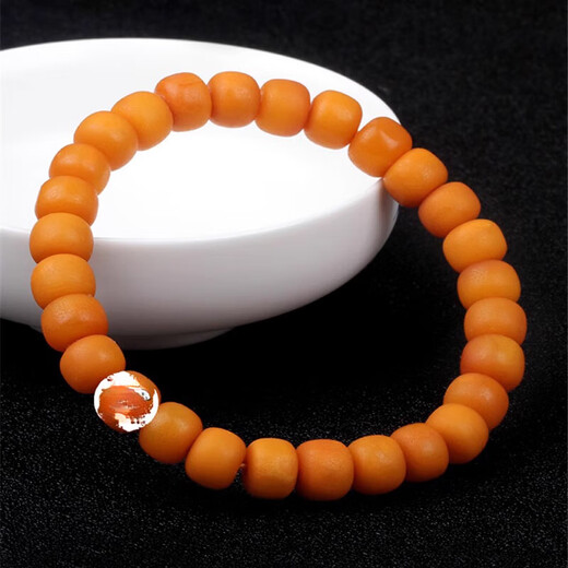 Fat Donglai same style beeswax single bead bucket bead natural beeswax Russian material old type bead bracelet bracelet orange red skin old wax single bead old beeswax old type bead diameter about 11-12