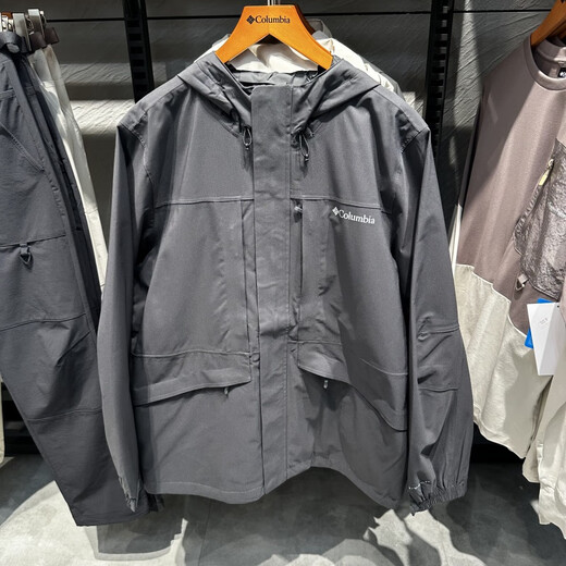 Columbia25新款哥伦比亚男防风防水连帽单层夹克冲锋衣XE4839官方旗舰 XE4839011黑灰色 S