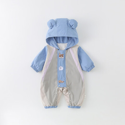 
Disney baby onesie spring and autumn hooded haria double-layer Class A boy 3-9 months newborn go out for clothes 1477 blue 66cm 3-6 months [Suggested 10-13Jin [Jin equals 0.5 kg]]