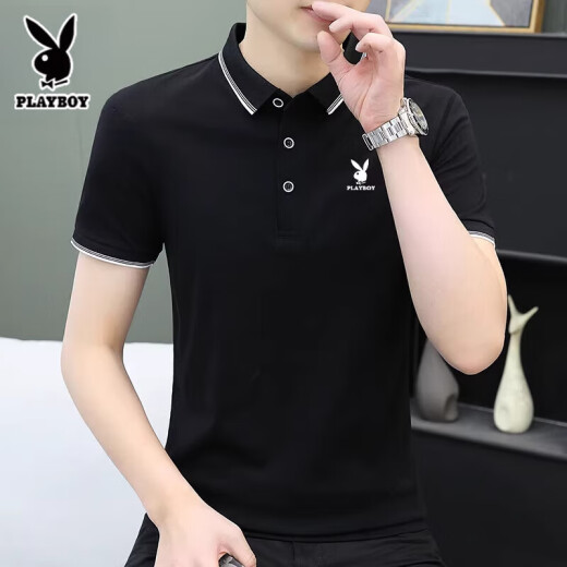 
Playboy men's short-sleeved T-shirt 2025 summer new half-sleeved T-shirt Polo shirt men's trendy Korean slim base shirt 844 carbon gray + 844 black M Recommended 90-110Jin [Jin equals 0.5 kg]