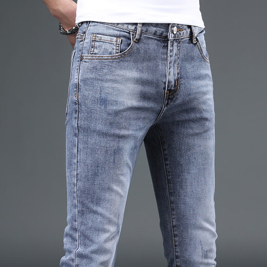 FALAMAONE Armani jeans ligeros de lujo para hombres 2025 primavera y verano finos ajustados pies pequeños elásticos casuales versión coreana de gama alta MK9901 34