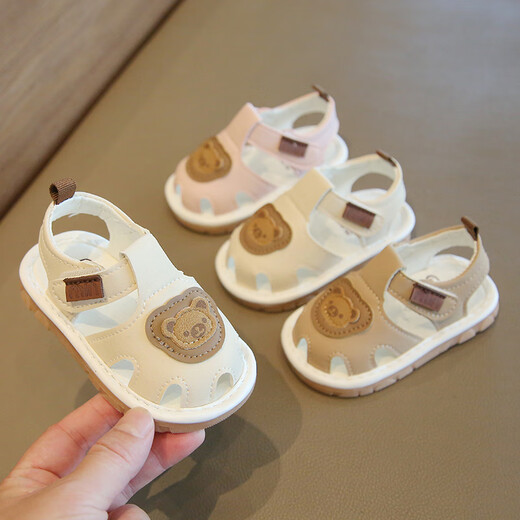 G.duck baby sandals for men and women 012 years old baby soft bottom non-slip toe cartoon sandals for toddlers 2025 new style 2506 beige inner length 11.5 cm 16