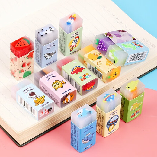 Cartoon eraser creative decompression stationery primary school students special word eraser children eraser 4 pieces