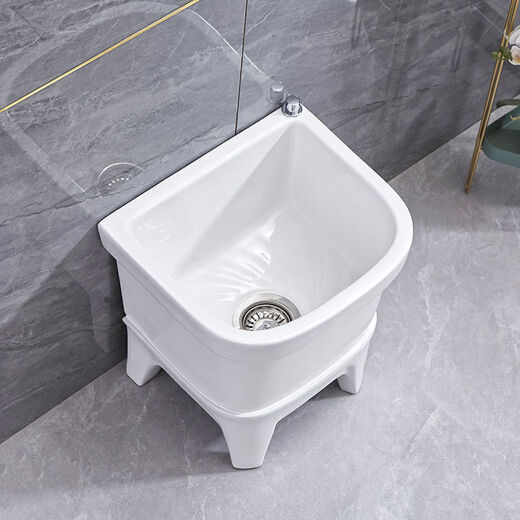 Ye Yu wash mop pool home balcony bathroom all-in-one small wash mop pool floor-standing high-foot ceramic mop pool 50 cm Taiwan control (one-piece molding)