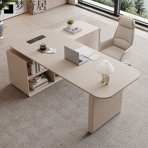 Italian minimalist desk, modern, simple and light luxury, home study, computer desk, beauty salon, medical consultation table, workbench, champagne color matching boss chair