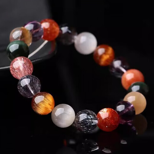 Eternal Symbol Brand Crystal Duobao Bracelet Single Bead Bracelet Seven Gold Strawberry Copper Hair Black Hair Silver Titanium Titanium Crystal Gift for Men and Women Five Elements Customized Duobao Bracelet