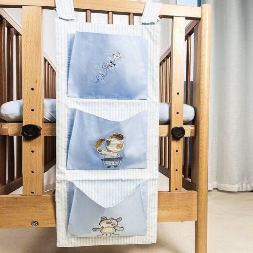 Bolsa de almacenamiento de la cabeza de cuna bolsa colgante colgante de cama multifuncional pañal de almacenamiento limpieza húmeda de la cama de bebé se puede lavar jirafa