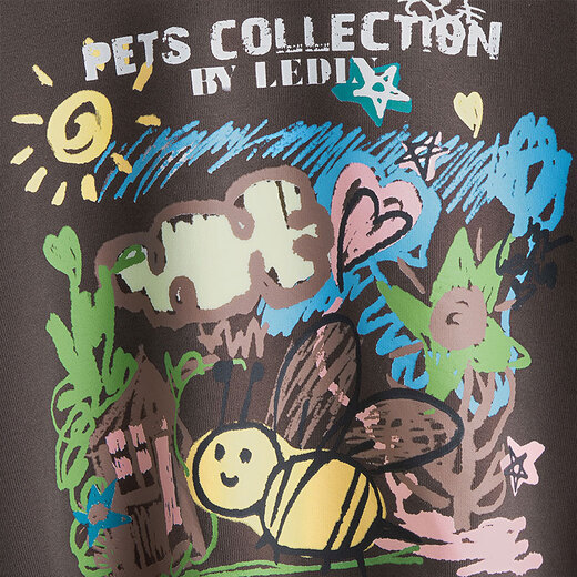 Sibaishe round neck sweatshirt 2025 autumn new women's loose style contrast printed hem drawstring top