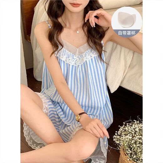 Shantou Lincun Spitze gestreifter Pyjamas für Frauen im Sommer Baumwolle weiche japanische Schnürblock-Brustpolster sexy Hosender Shorts Dünne Heimkleidung Zwei-teilige R838 Schwarze Kirsche mit Brustpolster M 80-95jin [Jin entspricht 0,5 kg]