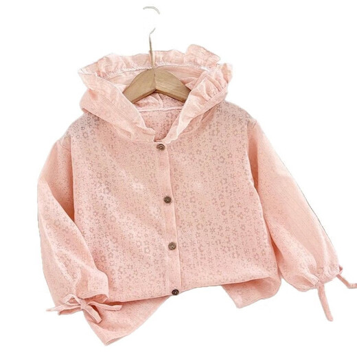 Cute lace sun protection clothing for girls and babies 2025 summer internet celebrity new children's breathable and lightweight hooded k554 light blue 90 cm
