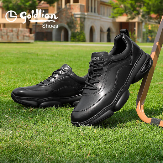 Goldlion men's thick-soled casual shoes, soft and durable, outdoor trendy and versatile sports shoes G559430518AAA black 41