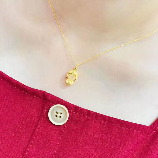UDL Gold 24K Maitreya Little Cute Buddha Hetian Jade Pendant 999 Pure Gold Clavicle Chain Women's Pure Gold Cute Smiling Face Smiling Buddha Pendant + Box Chain 0.01g