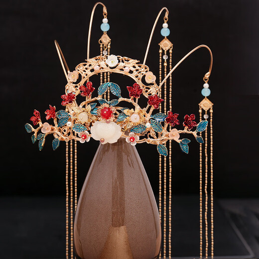 Rongxia Hanfu headdress, ancient style hair crown, Chinese style ancient super fairy girl hair bundle, tassel crown, ancient costume accessories, tassel chain, ancient style hair crown