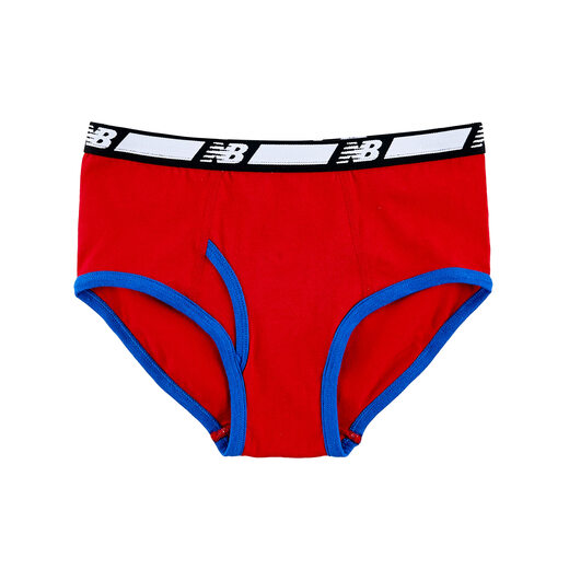 NEW BALANCE Boys' Soft Cotton Tagless Briefs (5-Pack) Royals/Shoe Red/Team Red/Stripes/White Large