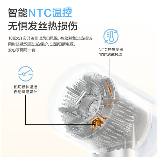 Midea 3.9 billion plasma high-speed hair dryer, negative ion hair dryer, high wind speed drying hair dryer mini FG106 blue, national subsidy for home appliances, holiday/birthday gift