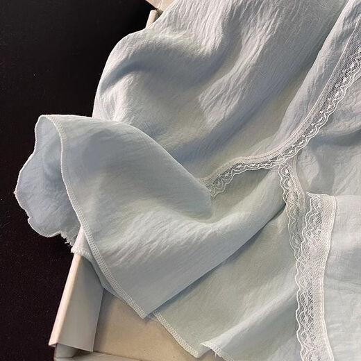 Modal Internet Celebrity Ins Pyjamas für Frauen im Sommer mit Brustpolster Blue Bow Hosendershosheilshochs Spitze reines Baumwoll -Kleidungsstück 967# Blau (mit Brustpolster) m