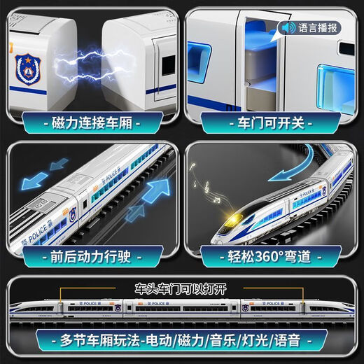美博森大号儿童遥控高铁轨道火车玩具复兴号仿真模型男孩3-6岁8礼物 合金电动复兴号【银】语音播报+ 【双节高铁/遥控】1261CM轨道+礼