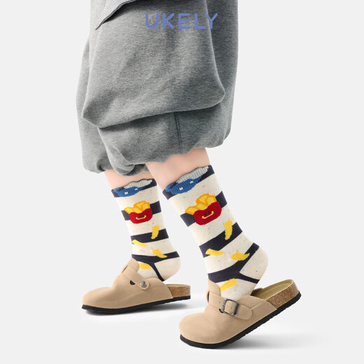 Youkeli Children's Socks Spring and Autumn Cartoon Cute Girls Baby Fashion Socks Winter Style Pure Cotton Deodorant and Sweat-Absorbent Boys Mid-Tube Socks Potato Burger Adventures 1-3 years old (S) Suitable for sizes 16-20