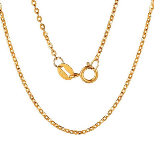 Fat Donglai same style platinum necklace for women 18k gold women's O-shaped chain clavicle chain extended version AU K gold color, about 1.7mm x 40cm thick