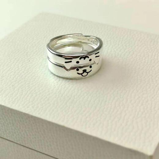 ARY Cat and Dog Diary Ring Female Kitten and Puppy Couple Ring Ins Niche and Beautiful Kitten Cat Ring + Puppy Dog Ring
