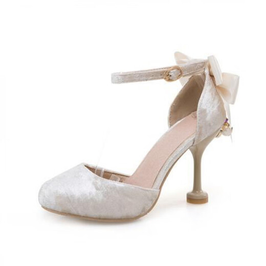 Qisiman girl model catwalk performance shoes children little princess girl high heels medium and large children's stiletto dress shoes summer apricot 5cm heel 39 / suitable for feet length 24.5cm