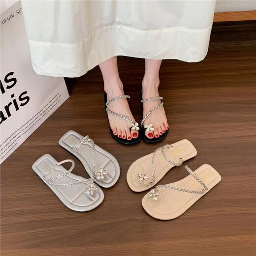 Zapatos zuylfyp zapatos de hadas franceses planos 2024 Nueva suela suave de verano con pantalones de diez refrescos de la falda verano 6626 Diamond Bindo-Negro 36-37 adecuado para 35-36 pies