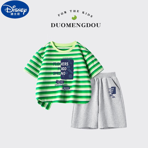 
Disney boys suit summer children's cotton short-sleeved T-shirt 2025 new mid-to-large children's sports summer suit two pieces for boys DDB13688 gray + N11762K black 120 cm Recommended age 5-6 years old