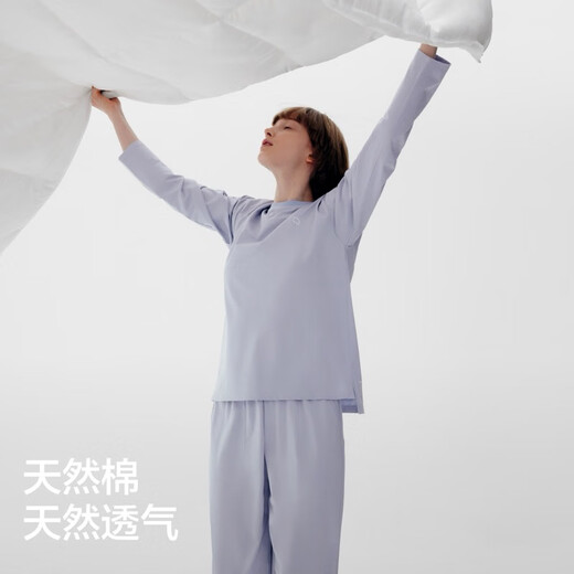 Jiao Nei Cotton 305H Pajamas Women's Pure Cotton Soft Couples Home Clothes Moisture-Absorbing Quick-Drying Long-Sleeved Trousers Round Neck Spring and Autumn