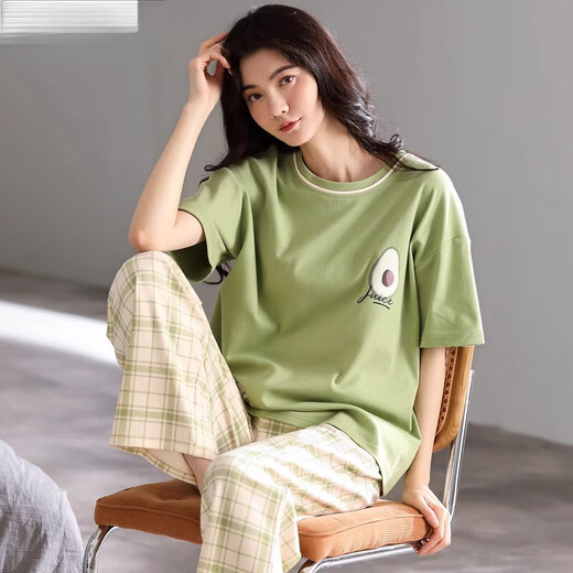 Modal Pyjamas für Frauen im Sommer 2025 neue Baumwolldünne lose Hauskleidung kurzärmelige Hose lässig Outfits 7374 m [Empfohlen 80-105jin [Jin entspricht 0,5 kg]]
