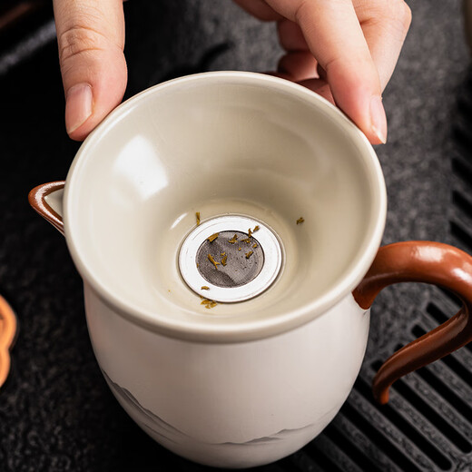 Porcelain brand tea set, ink and wash Guanshan tea set, complete set of Ru kiln teapot and tureen, kung fu tea set, gift box for home use, ink and wash Guanshan teapot and tureen, 8 cups, 13 pieces + tea tray