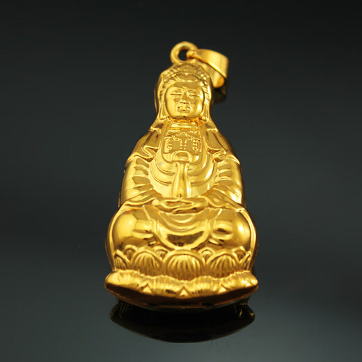 Yage Classic Euro Coin Gold Guanyin Vietnam Sand Gold Hollow Guanyin Pendant Guaranteeing Peace Guanyin Pendant Gift for Friends Large Single Pendant