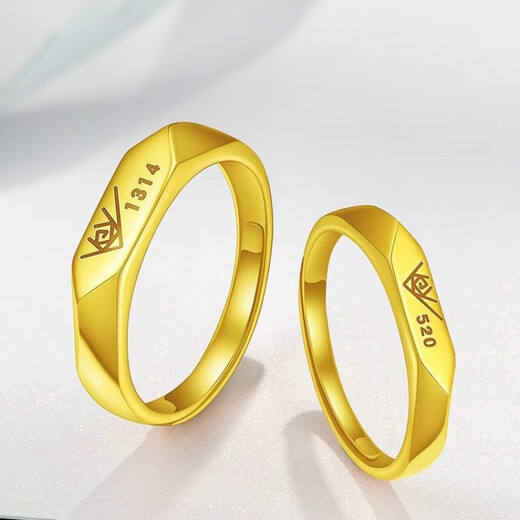 Taijufu gold-wrapped silver ring for women gold color 1314 couple ring 520 live ring for men to give to girlfriend birthday gift 520 women's one
