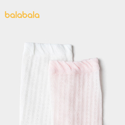 Balabala shopping mall same style girls socks children mesh socks summer over-the-knee anti-mosquito mid-calf socks two pairs pack white and red tone 00316 1-3 years old 80cm