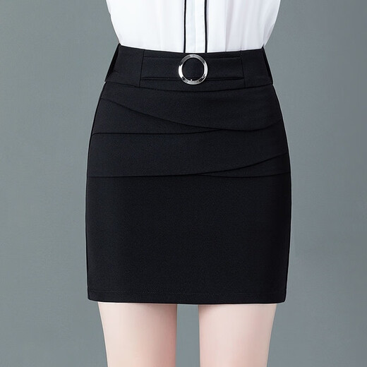 S.SOFEA high waist short skirt makes you look slim and versatile professional black black 9906 2XL 120-130Jin [Jin equals 0.5 kg]
