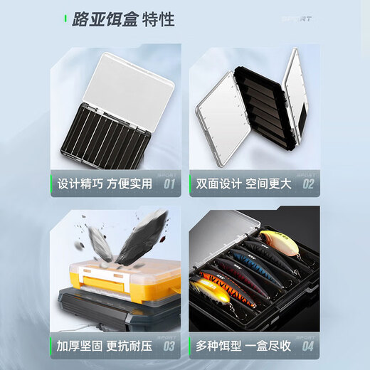 Handing Luya Bait Box Fishing Accessories Box Double-sided Storage Box Double-Layer Tools Fishing Gear Bait Portable Box Thickened and Strong Type A Single-Layer Bait Box White)