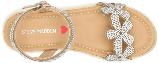 Steve Madden Girls' Shoes Unisex Kids Adalee Sandals, Rhinestones Rhinestones 4 Big Kid