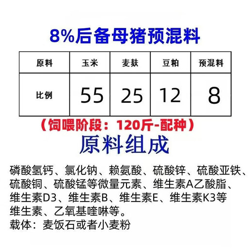 8% gilt feed 4% gilt premix pig farm sow feed to improve farrowing and early estrus 8% gilt feed