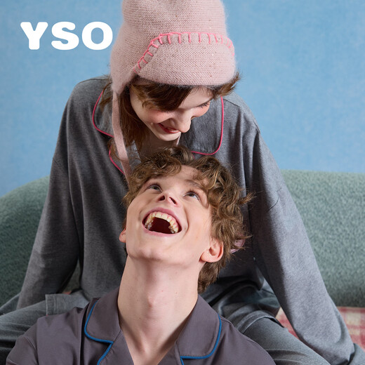 YSO Cool Cat Series Pajamas for Women Spring and Autumn Couple Set Gift Dark Gray Men's Set XL